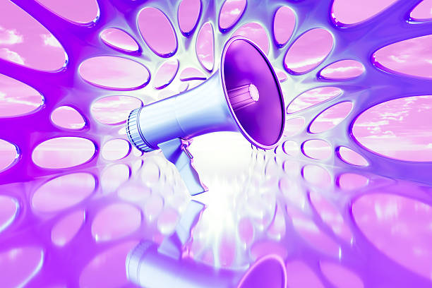 istock Megaphone on Neon Lighting Futuristic Purple Background 2252527710