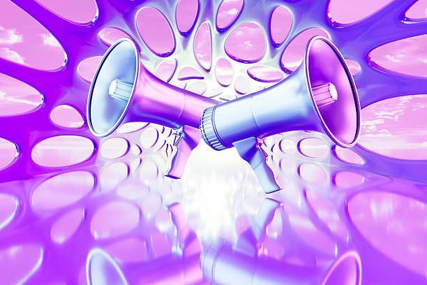 istock Megaphone on Neon Lighting Futuristic Purple Background 2252527718