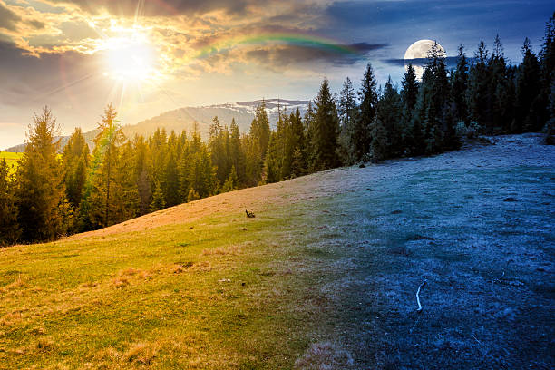istock mountain landscape with spruce forest on spring equinox 2252544431