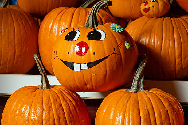 istock Smiling pumpkin market 2252545828