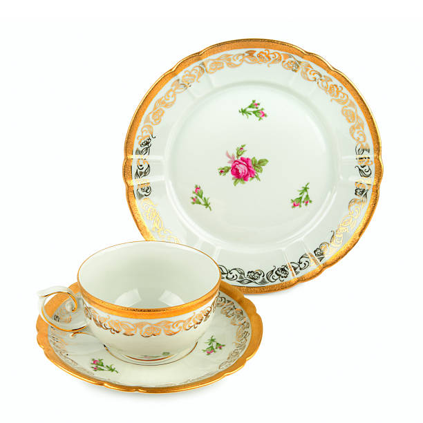 istock Sophisticated Tea Cup and Dessert Plate with Rose Design 2252556730