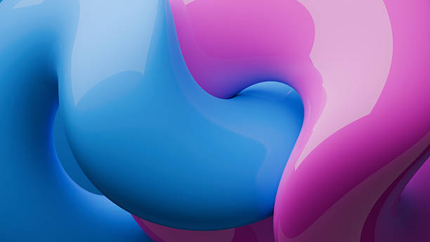 istock Blue and pink glossy plastic wavy pipes. Abstract vibrant Modern wallpaper, texture pattern. 2252558274