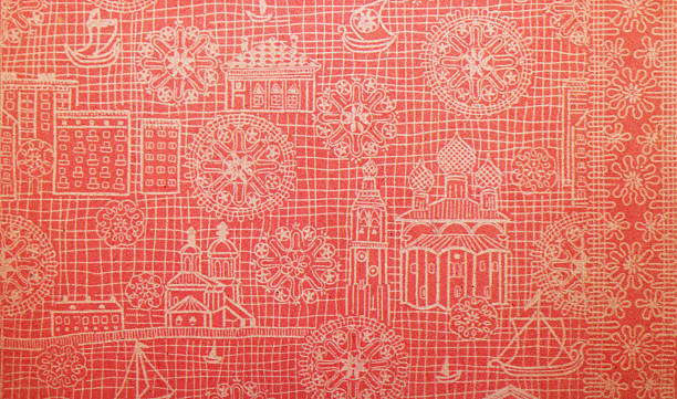 Old wallpaper on the wall. Old wallpaper for texture or background.