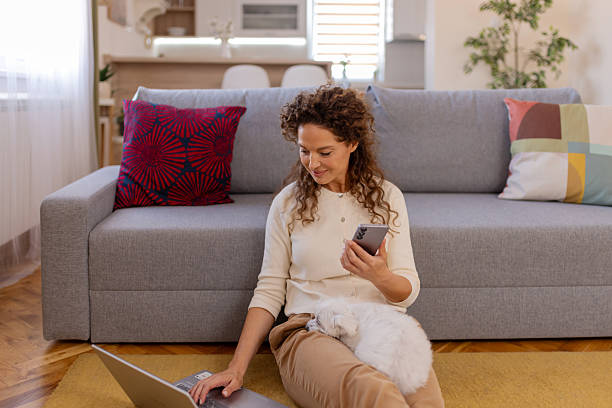 istock Relaxed Home Office Setup With Laptop and Dog 2252558716