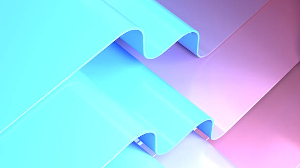 istock Modern Soft Gradient Geometric Background. Abstract Digital Illustration of Transparent Pastel Ribbons Wallpaper. Minimalist Pink and Blue 3D Composition Featuring Smooth Glossy Surfaces 2252560440