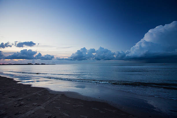 View to the rain cloud over the North Sea
