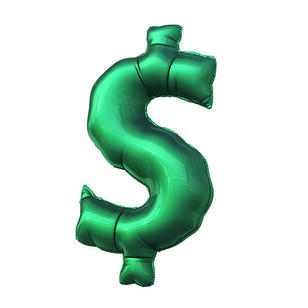 istock Glossy Green Dollar Symbol Balloon on White, Object + Shadow Clipping path 2252562973