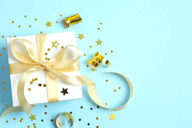 istock Beautiful gift box on color background 2252564754