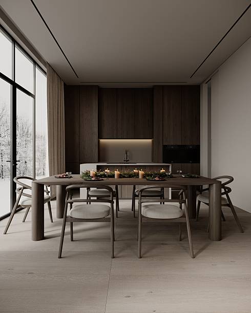 istock Minimalist open-plan living space with a warm, neutral color palette. 2252572003