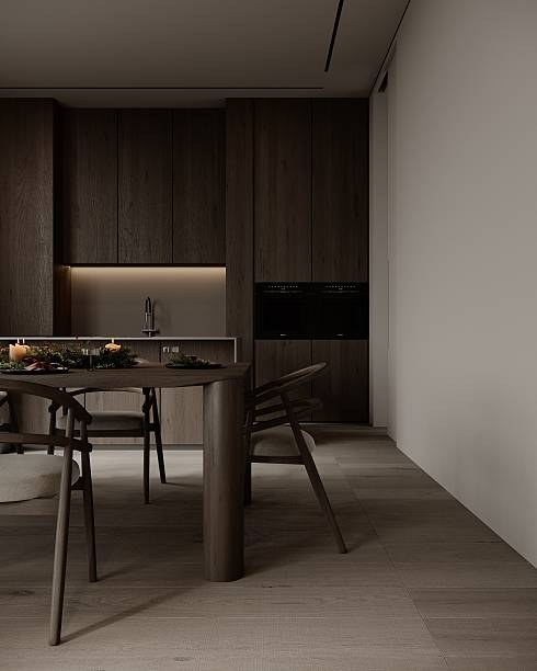 istock Minimalist open-plan living space with a warm, neutral color palette. 2252572004