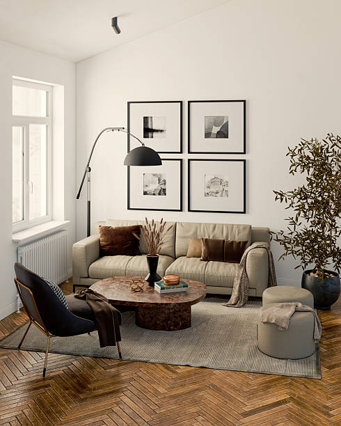 istock Large luxury modern bright interiors Living room mockup illustration 3D rendering image 2252576990