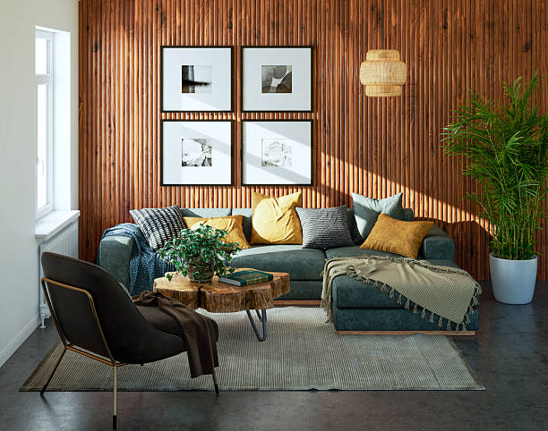 istock Large luxury modern bright interiors Living room mockup illustration 3D rendering image 2252577147