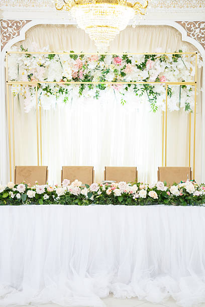 istock Wedding table decor for newlyweds decorations with fresh flowers 2252577304