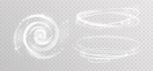 istock White glowing spiral vortex with soft light trails, sparkling stars and floating particles creating elegant magical motion effect on transparent background. 2252584851