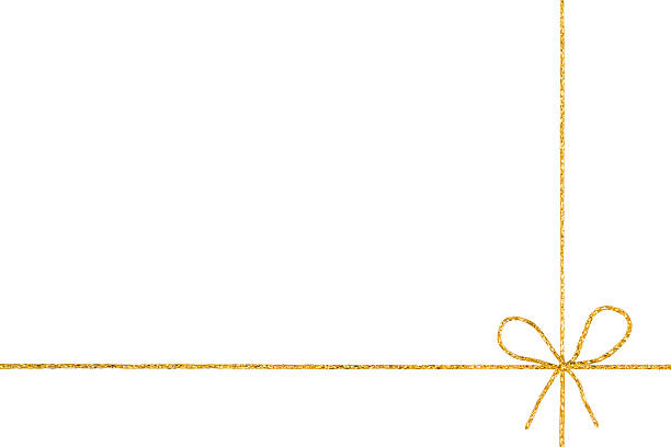 Golden Rope String with Knotted Bow Isolated on White  Background