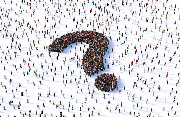 istock Human Crowd Forming Question Mark Symbol On White Background 2252588546