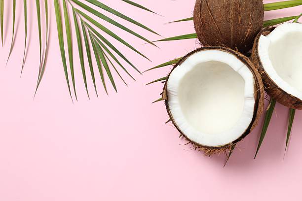 istock Coconut on color background, top view 2252588946