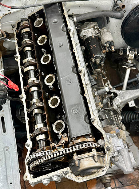 istock An engine block with a removed cylinder head shows the timing chain and components in a garage 2252607685