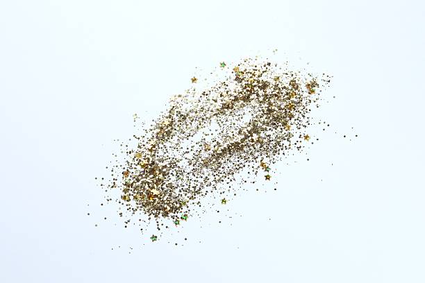 istock Golden confetti on white background, top view 2252608787