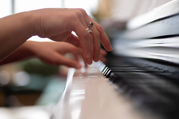 istock Person playing piano keys creating music 2252608851