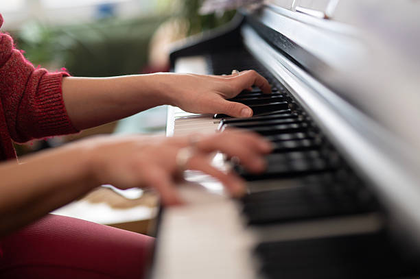 istock Person playing piano keys practicing classical music 2252608854