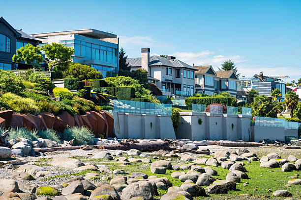 Waterfront houses in Vancouver BC Canada.