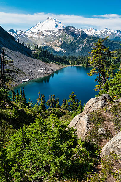 Mount Baker and Iceberg Lake in Washington state, USA.