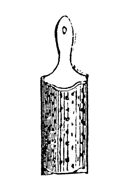 A long-handled garden hoe or rake with metal head for soil cultivation and weeding, showing traditional agricultural tool design, old vintage illustration, 1897.