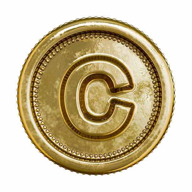 Golden aged coin Letter C 3D rendering illustration isolated on white background