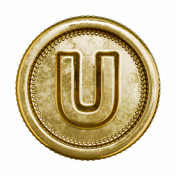 istock Golden aged coin Letter U 3D 2252618635