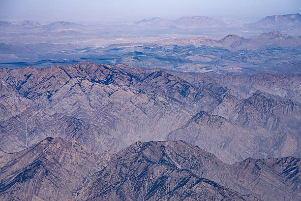 Viewing the undulating mountains from an airplane