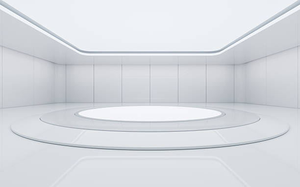 istock Empty stage in the white futuristic building, 3d rendering. 2252623206