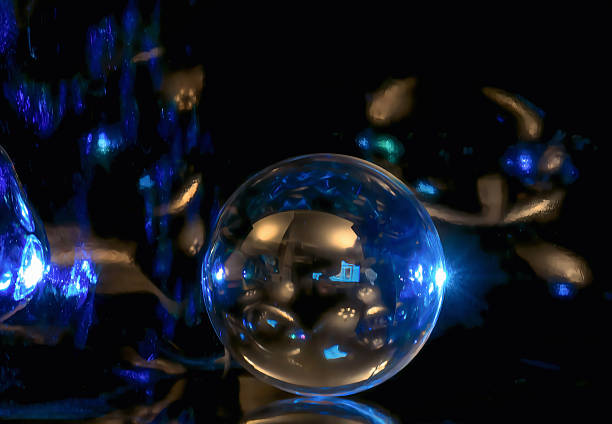 istock Floating transparent balls in a glowing light 2252627186