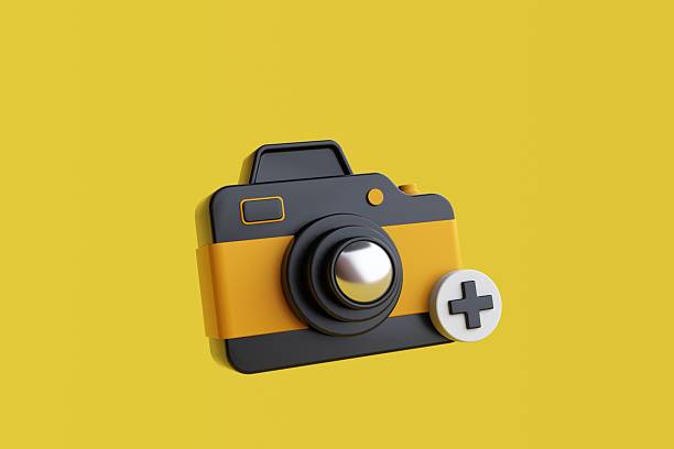 Camera - Photographic Equipment, Downloading, Flat Design, Icon Symbol, Illustration