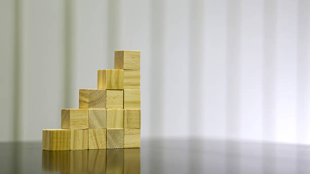 istock Minimal Wooden Blocks Aligned on Reflective Surface with Copy Space 2252640902