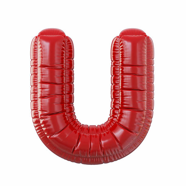 Red Color Letter U Balloon Isolated On White Background