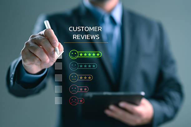 istock Customer review satisfaction feedback survey concept. User give rating to service experience on online application. Customer can evaluate quality of service, leading to reputation ranking of business. 2252641250