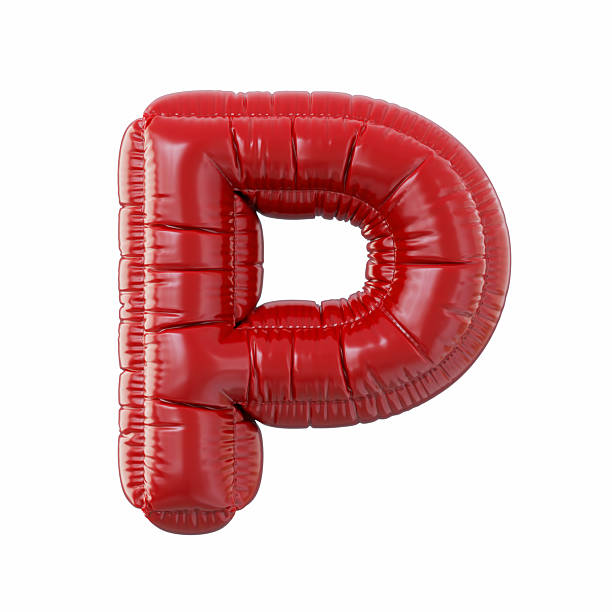 Red Color Letter P Balloon Isolated On White Background