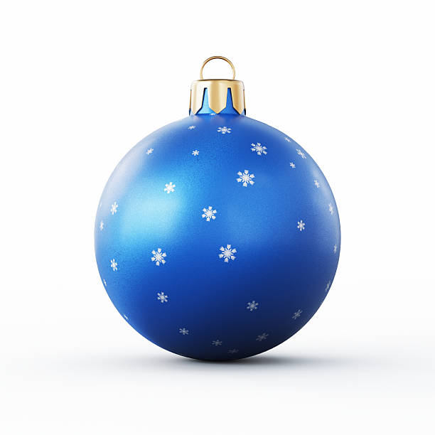 Blue And White Textured Christmas Ball Isolated On White Background