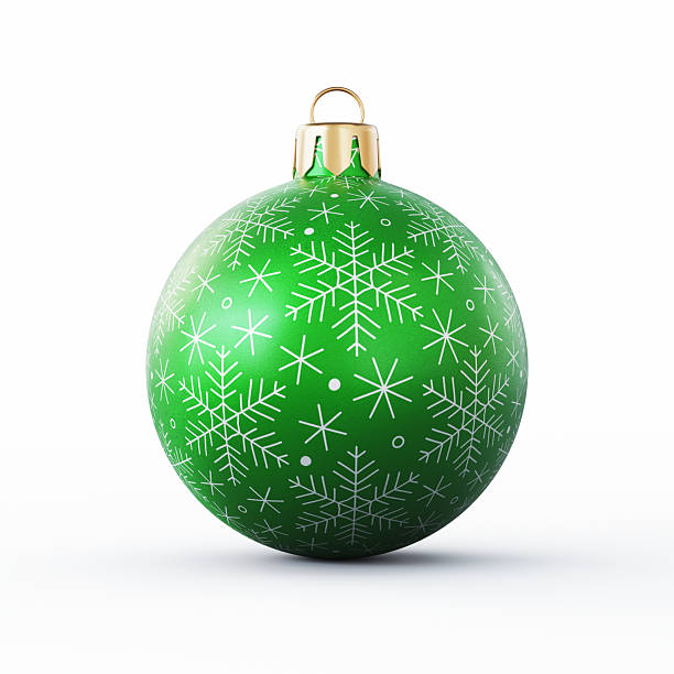 Green And White Textured Christmas Ball Isolated On White Background