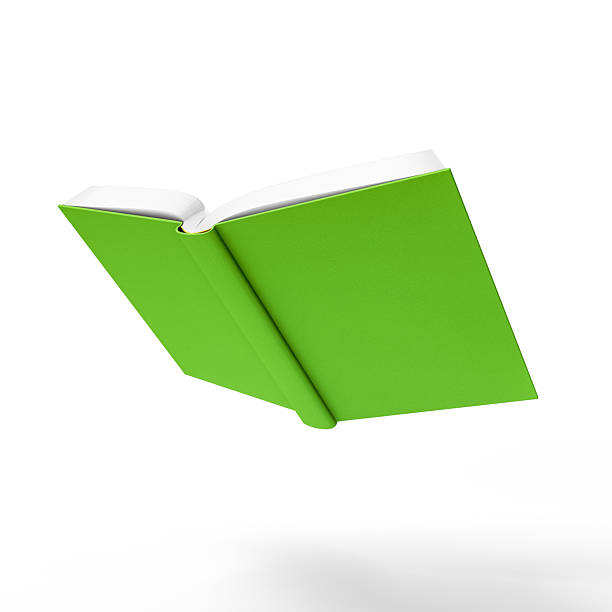 Green Hardcover Book Isolated on White Background Displayed Open. 3D Illustration. File with Clipping Path