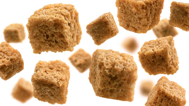 istock Bread croutons levitate on a white background 2252645417
