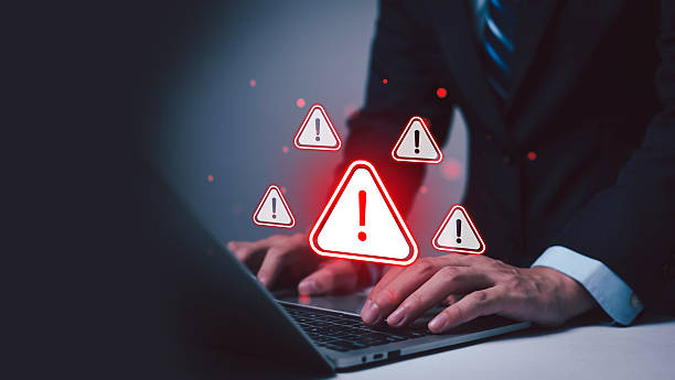 istock Cyber ​​attack alert on laptop. Cyber ​​attack on computer network. Virus, spyware, malware or malicious software. Businessman background. 2252655689