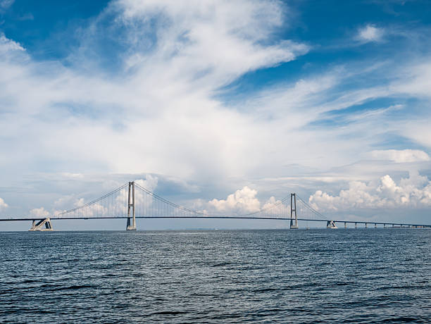 istock Great Belt Bridge from the water while approaching by boat, Denmark 2252656897