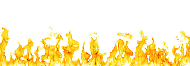 istock Bright orange flames rising across the bottom of a white background create a dramatic fire effect ideal for heat concepts, burning visuals, and creative design elements for various projects. 2252660295
