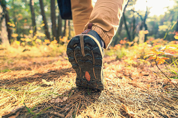 istock mens foot steps on autumn trail 2252667350