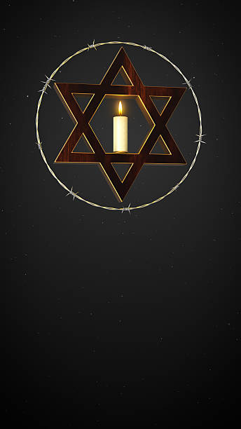 Star of David Candle Light with Barbed Wire for Holocaust Remembrance Symbol