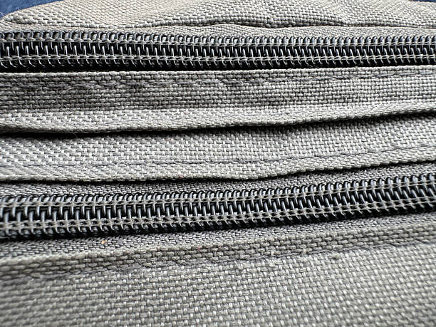 close up zipper seam on bag