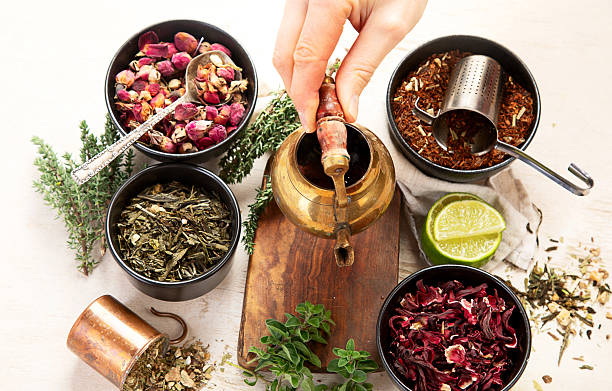 istock Herbal tea with medicinal herbs and flowers. 2252676077