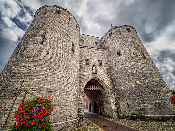 A view of the historic gate of Bergen op Zoom, Netherlands, showcasing its medieval architecture and ancient stone construction.